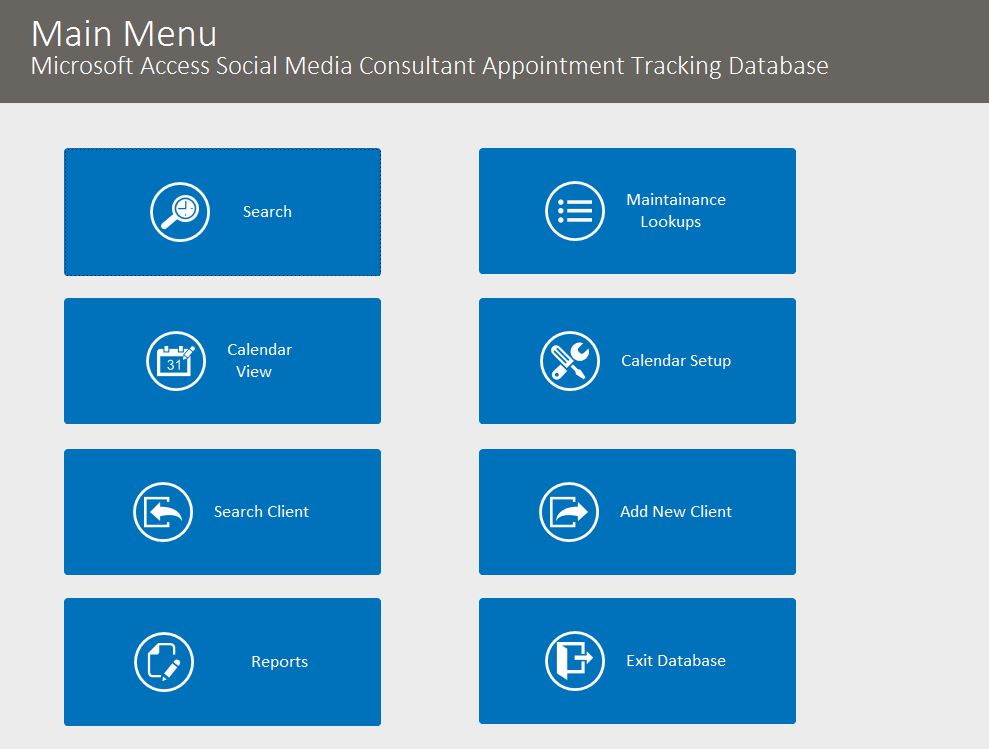 Social Media Consultant Appointment Tracking Database Template | Appointment Database